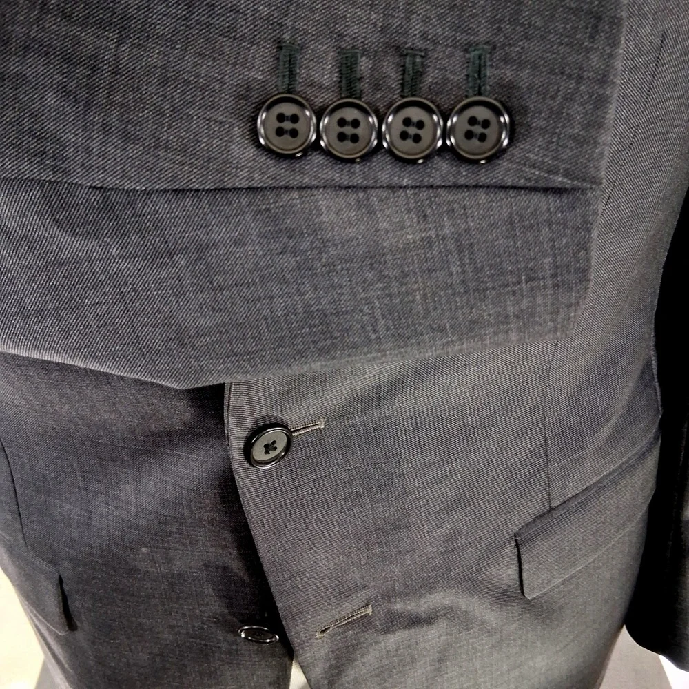 Hickey Freeman Sport Coat 40R Gray Milburn 2 Button 100% Wool Blazer Double Vent